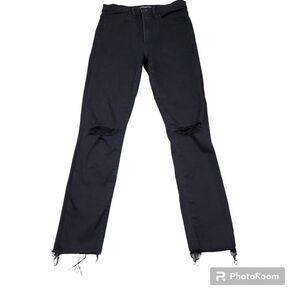 Abercrombie 2 26 Short Ultra High Rise Super Skinny Jeans Black Distressed
